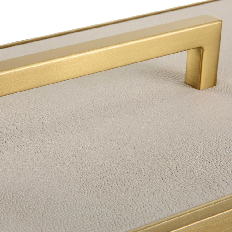 Uttermost Wessex Brass and White Faux Shagreen Modern Decorative Box - Image 8