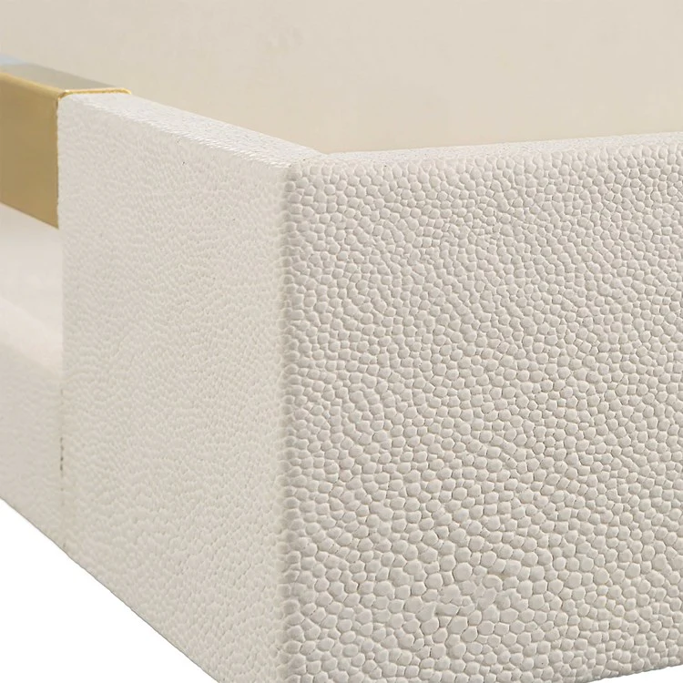 Uttermost Wessex White Faux Shagreen Tray with Acrylic and Brass Handles - Image 8