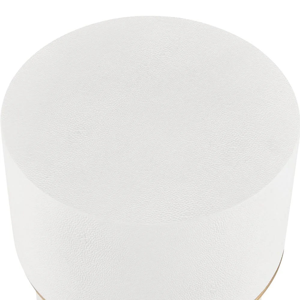 Uttermost Wessex White Faux Shagreen Drink Table with Brushed Brass Accents - Image 3