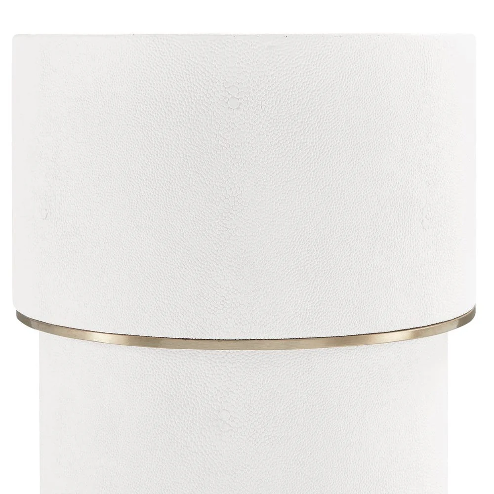 Uttermost Wessex White Faux Shagreen Drink Table with Brushed Brass Accents - Image 4