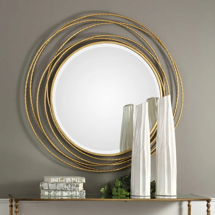 Uttermost Whirlwind Gold Leaf Iron Coils Round Mirror