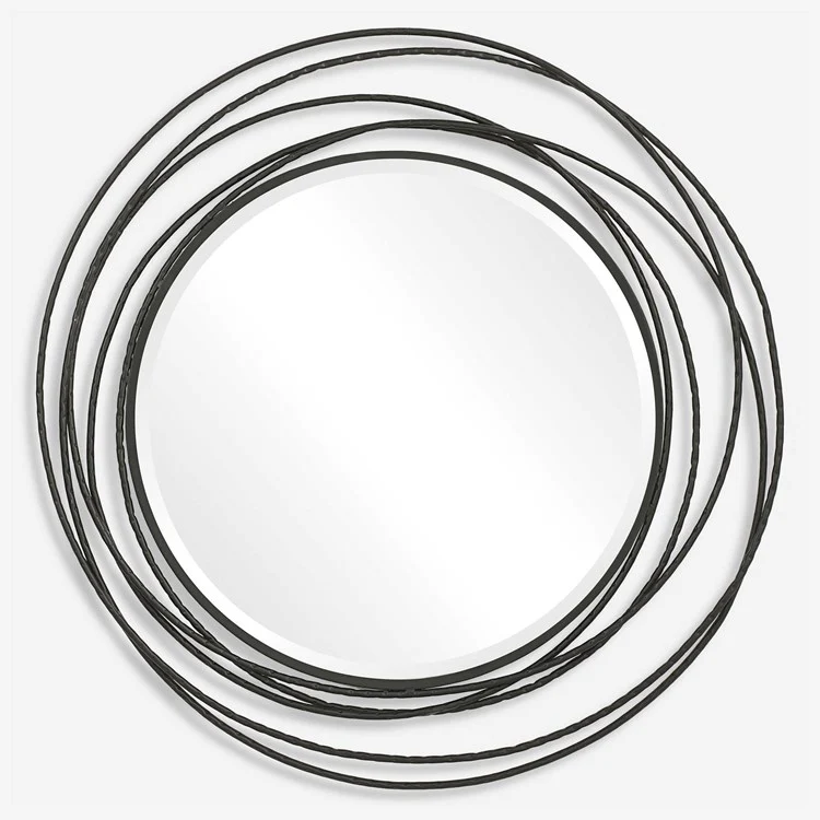 Uttermost Whirlwind Black Iron Round Mirror - Image 2