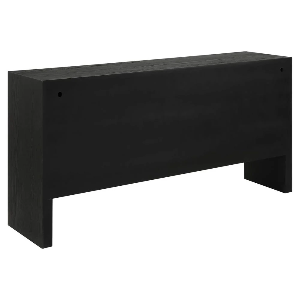 Uttermost Williams Textured Black Grasscloth Covered 4- Door Cabinet - Image 10