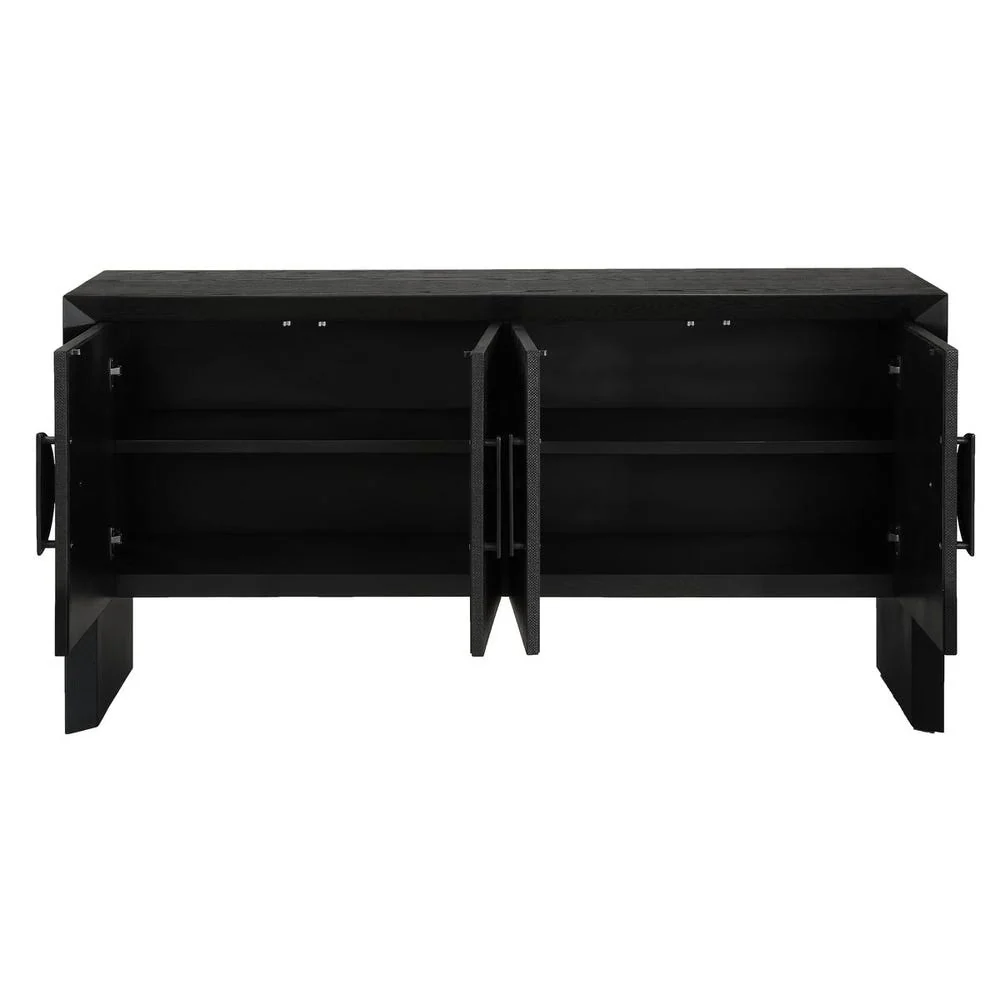 Uttermost Williams Textured Black Grasscloth Covered 4- Door Cabinet - Image 11