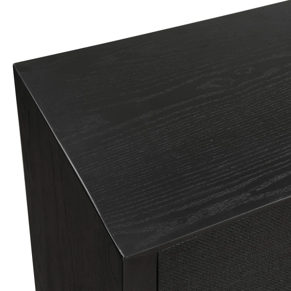 Uttermost Williams Textured Black Grasscloth Covered 4- Door Cabinet - Image 12