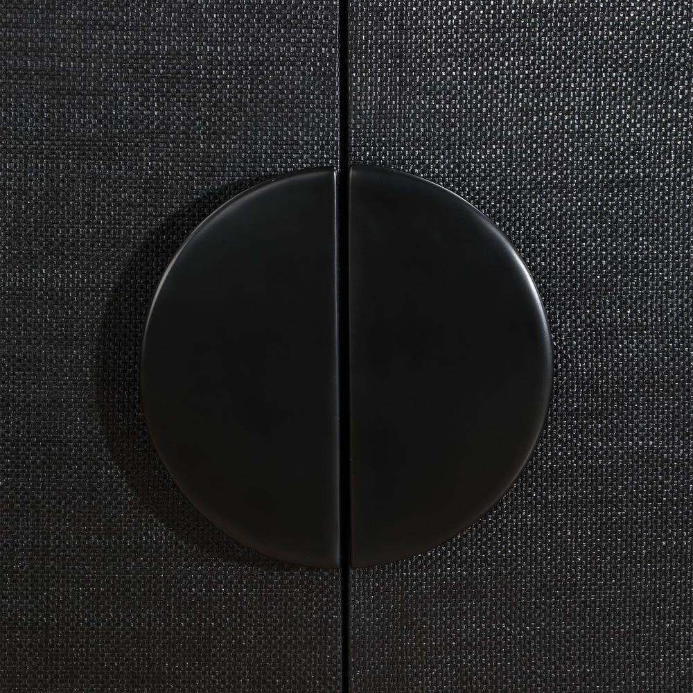 Uttermost Williams Textured Black Grasscloth Covered 4- Door Cabinet - Image 13