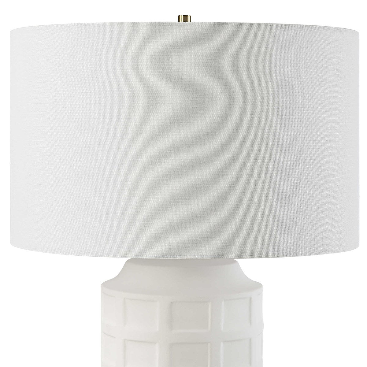 Uttermost Window Pane Chalk White Glaze Ceramic Table Lamp With Linen Shade - Image 5