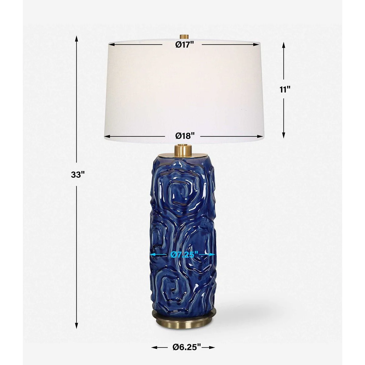 Uttermost Zade Blue Glazed Ceramic Table Lamp With White Linen Shade - Image 7