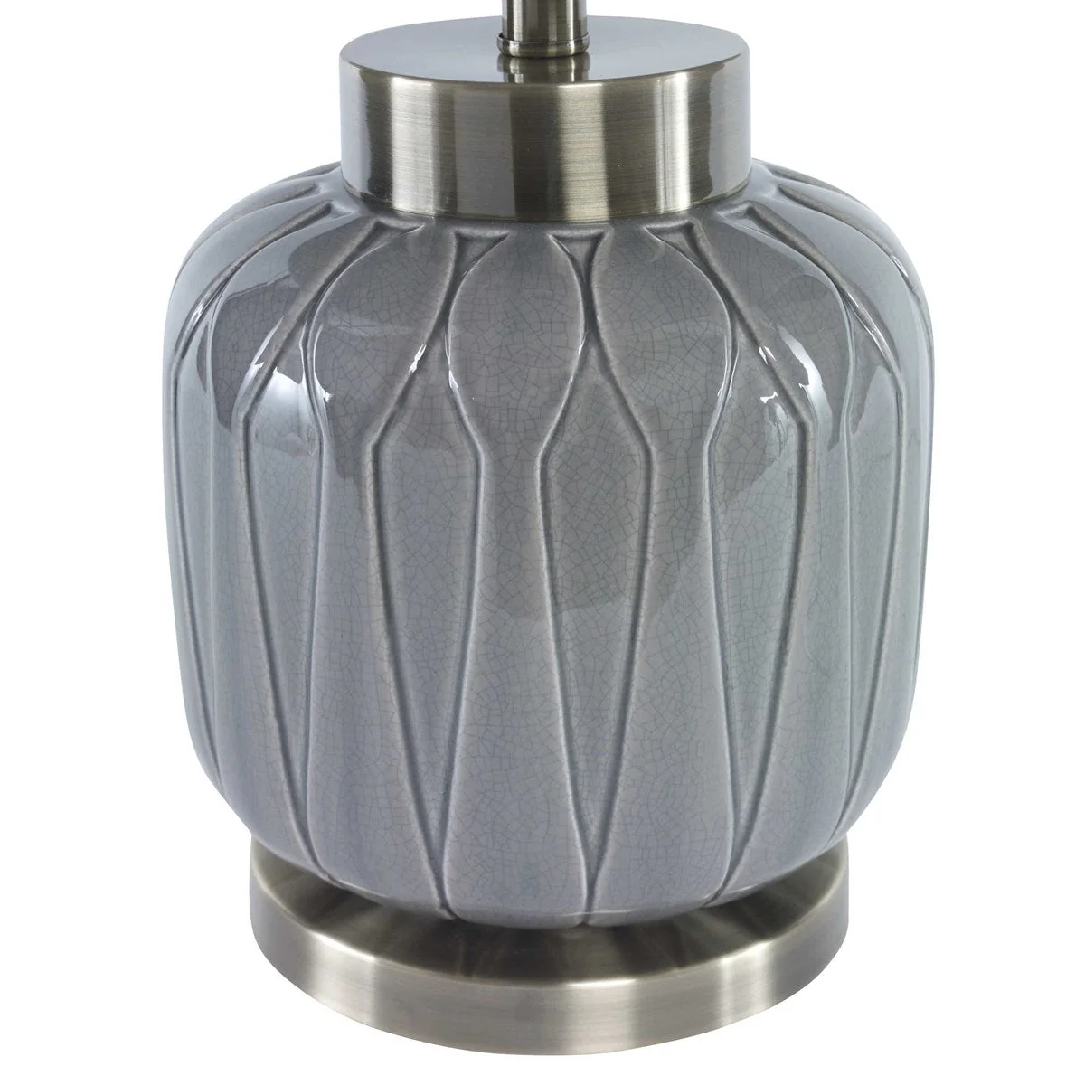 Uttermost Zahlia Aged Gray Ceramic Buffet Lamp With Khaki Linen Shade - Image 6