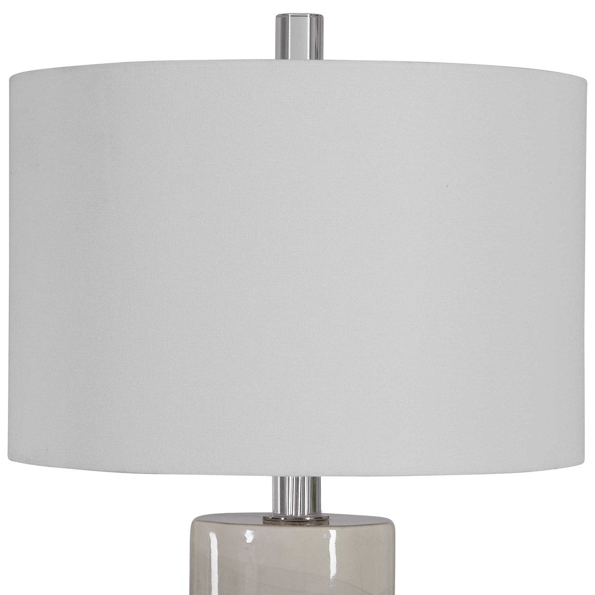 Uttermost Zesiro Gray Glazed Ceramic Table Lamp With White Linen Shade - Image 6