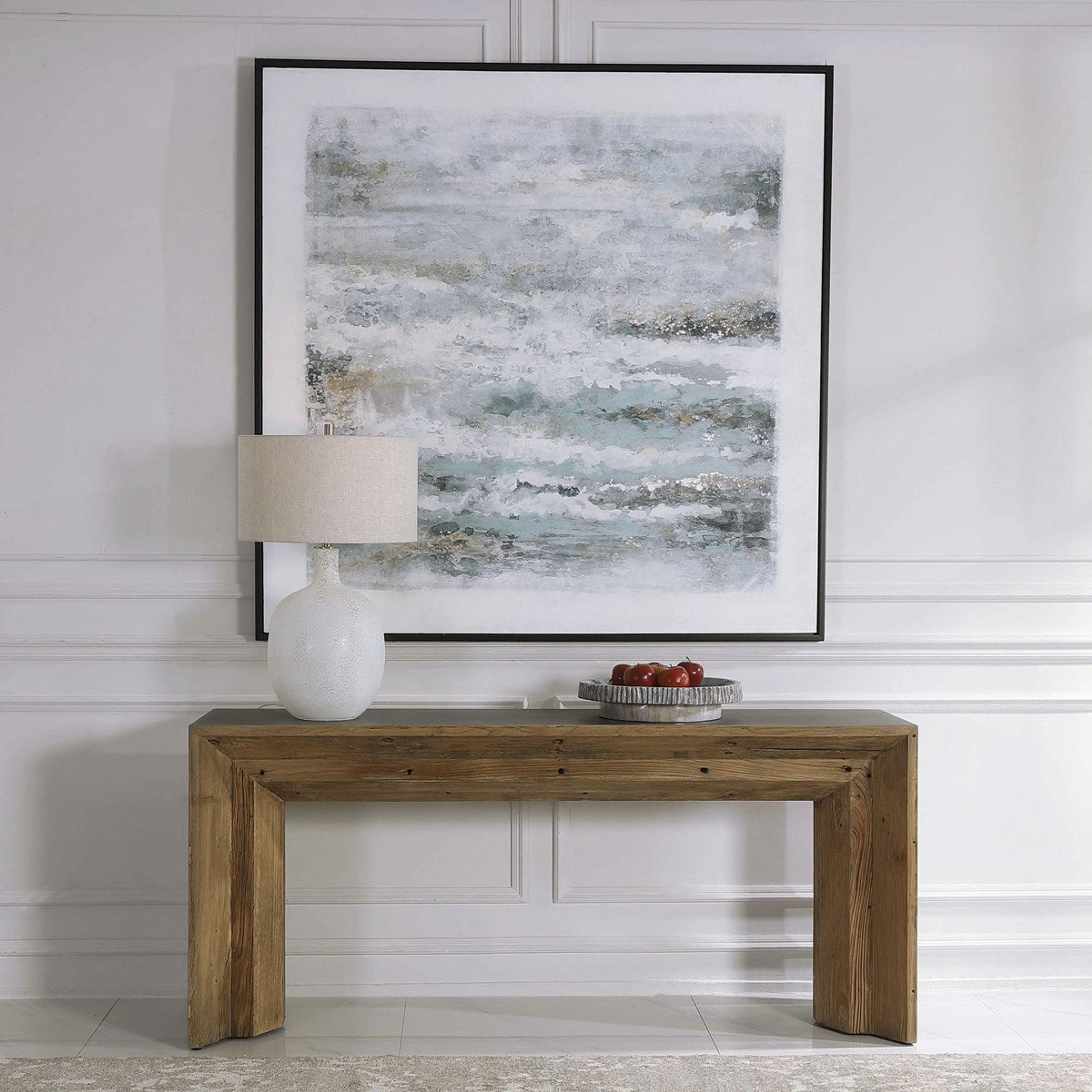 Uttermost Vail Reclaimed Wood With Gray Concrete Rustic Modern Console Table