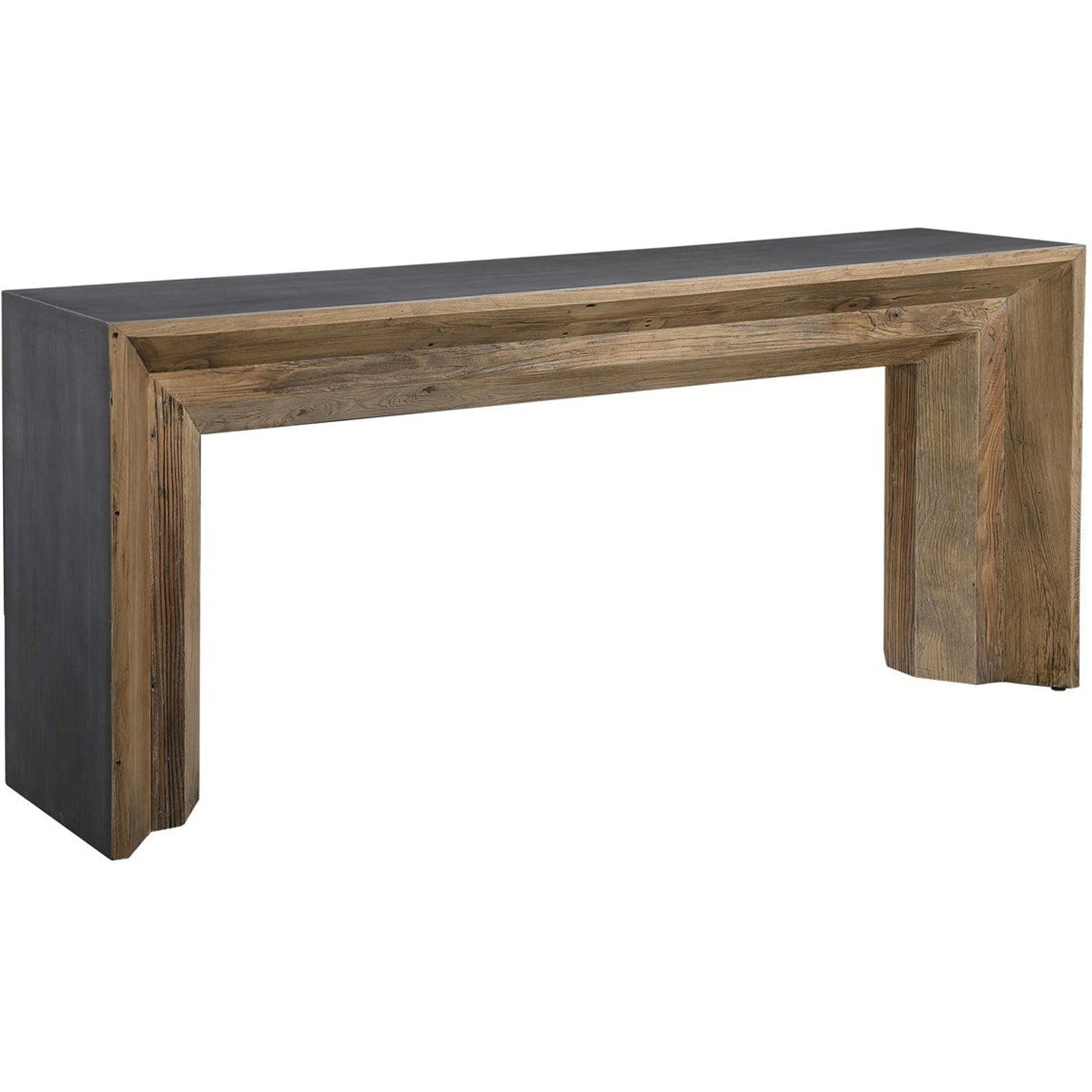 Uttermost Vail Reclaimed Wood With Gray Concrete Rustic Modern Console Table - Image 3