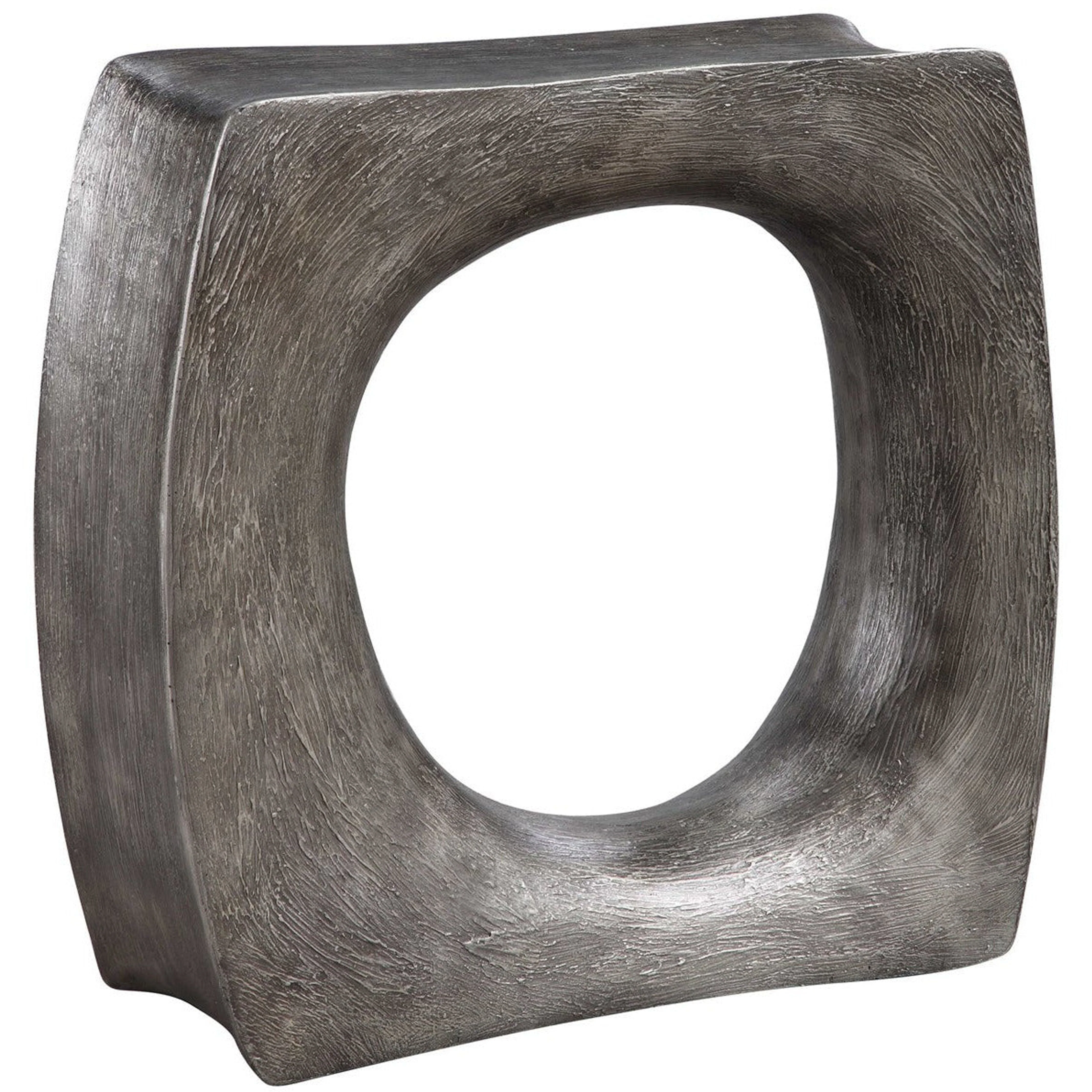 Uttermost Valira Textured Antique Silver Sculptural Modern Accent Table - Image 2