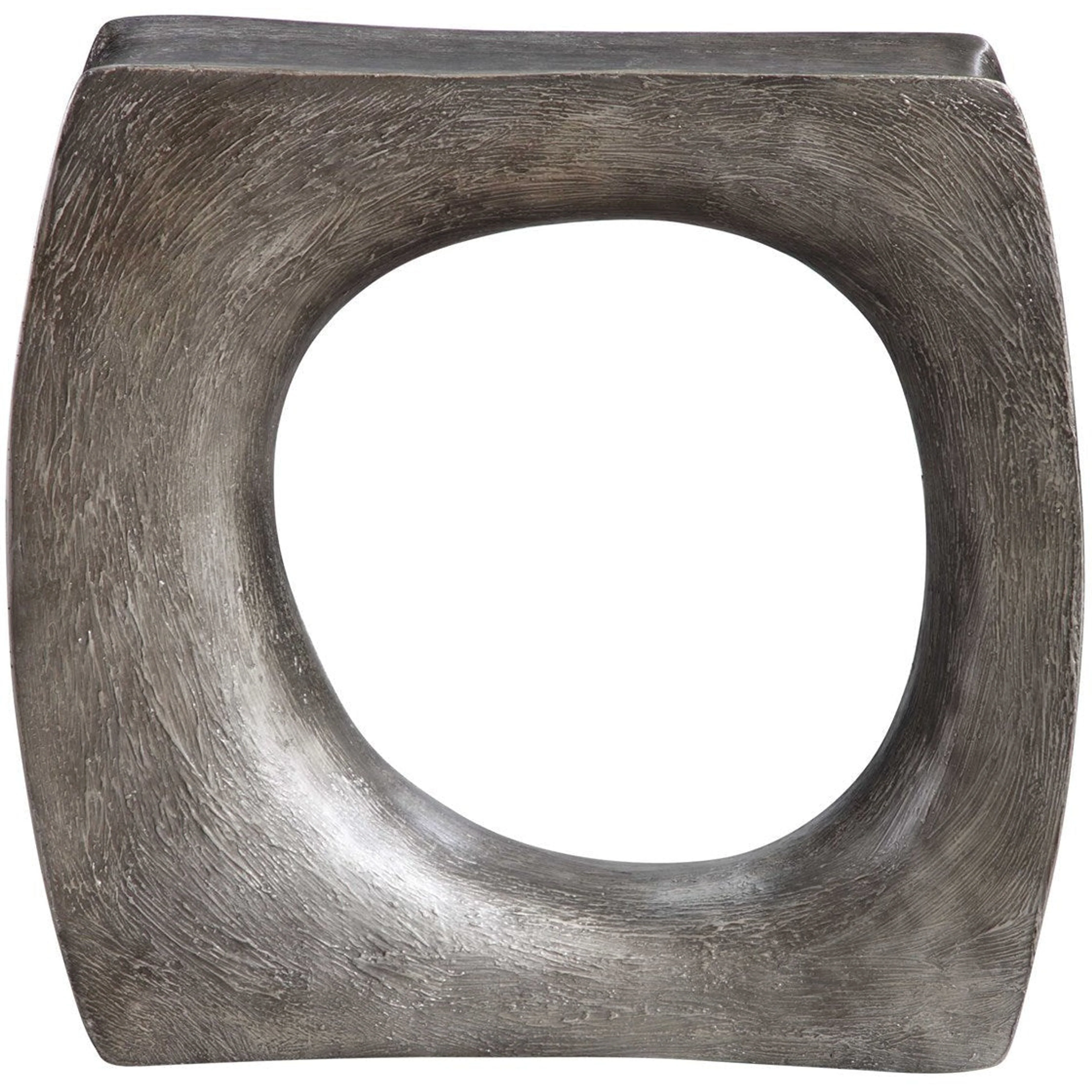 Uttermost Valira Textured Antique Silver Sculptural Modern Accent Table - Image 4