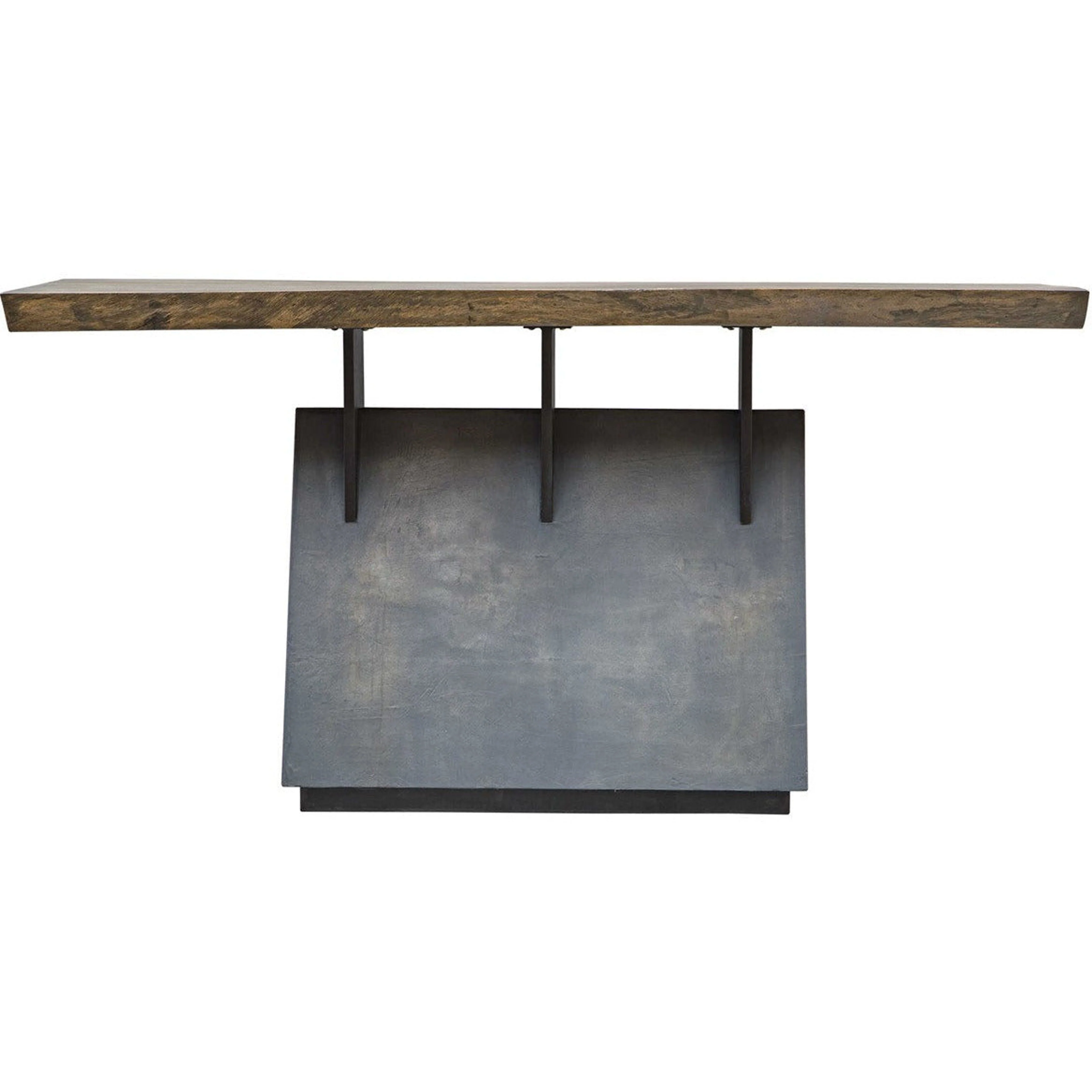 Uttermost Vessel Wood Slab Live Edge Top With Gunmetal Steel Base Industrial Lodge Console Table - Image 3