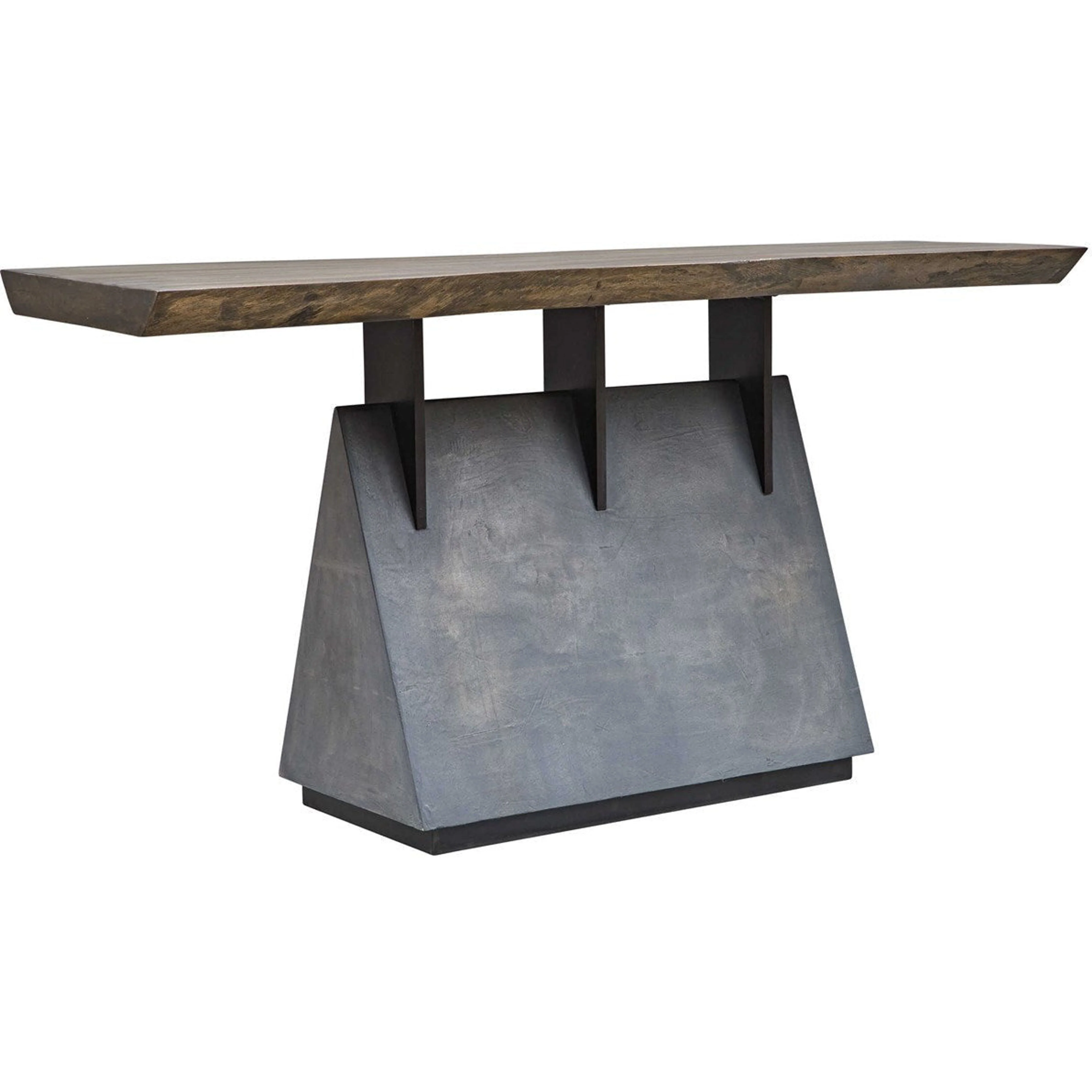 Uttermost Vessel Wood Slab Live Edge Top With Gunmetal Steel Base Industrial Lodge Console Table - Image 5