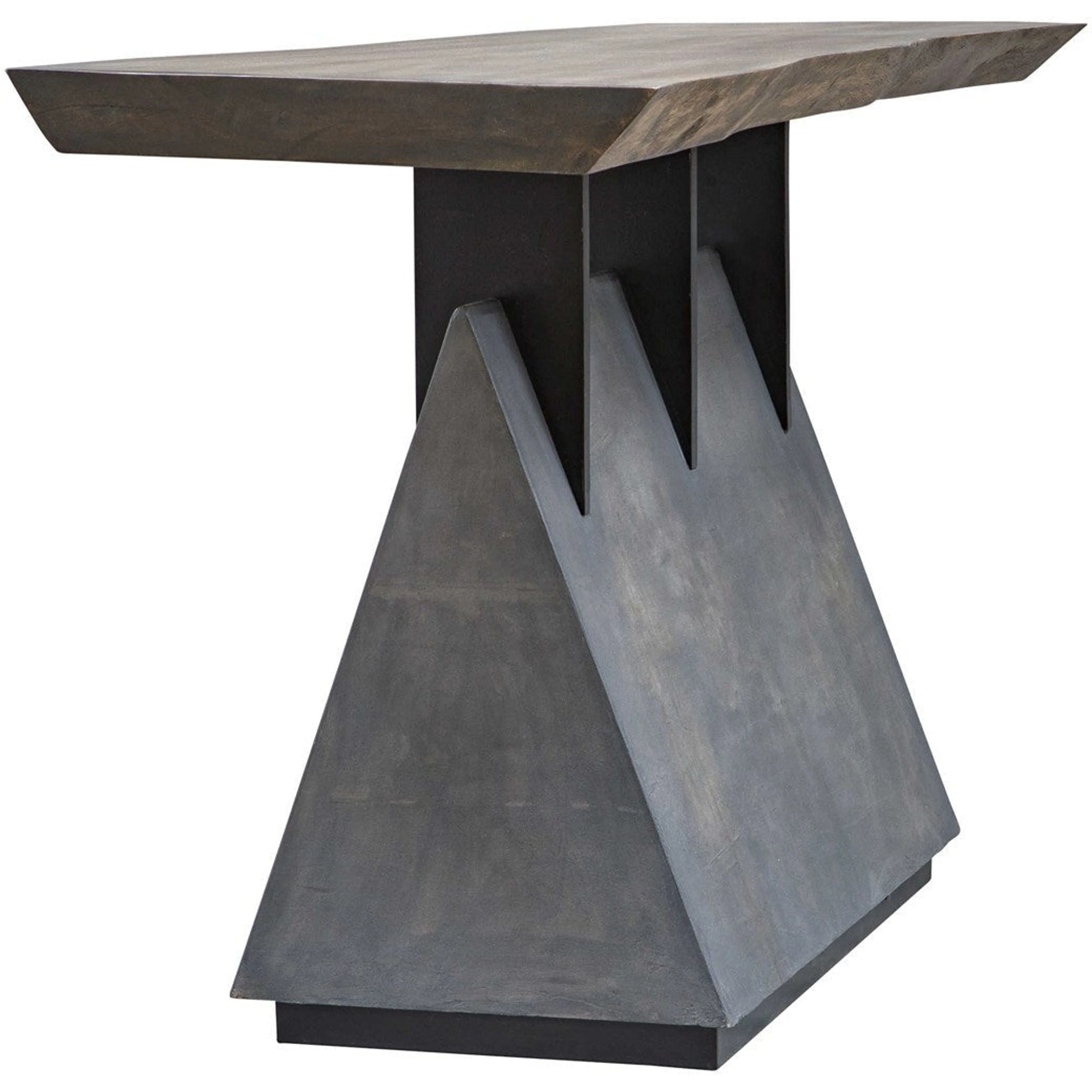 Uttermost Vessel Wood Slab Live Edge Top With Gunmetal Steel Base Industrial Lodge Console Table - Image 7