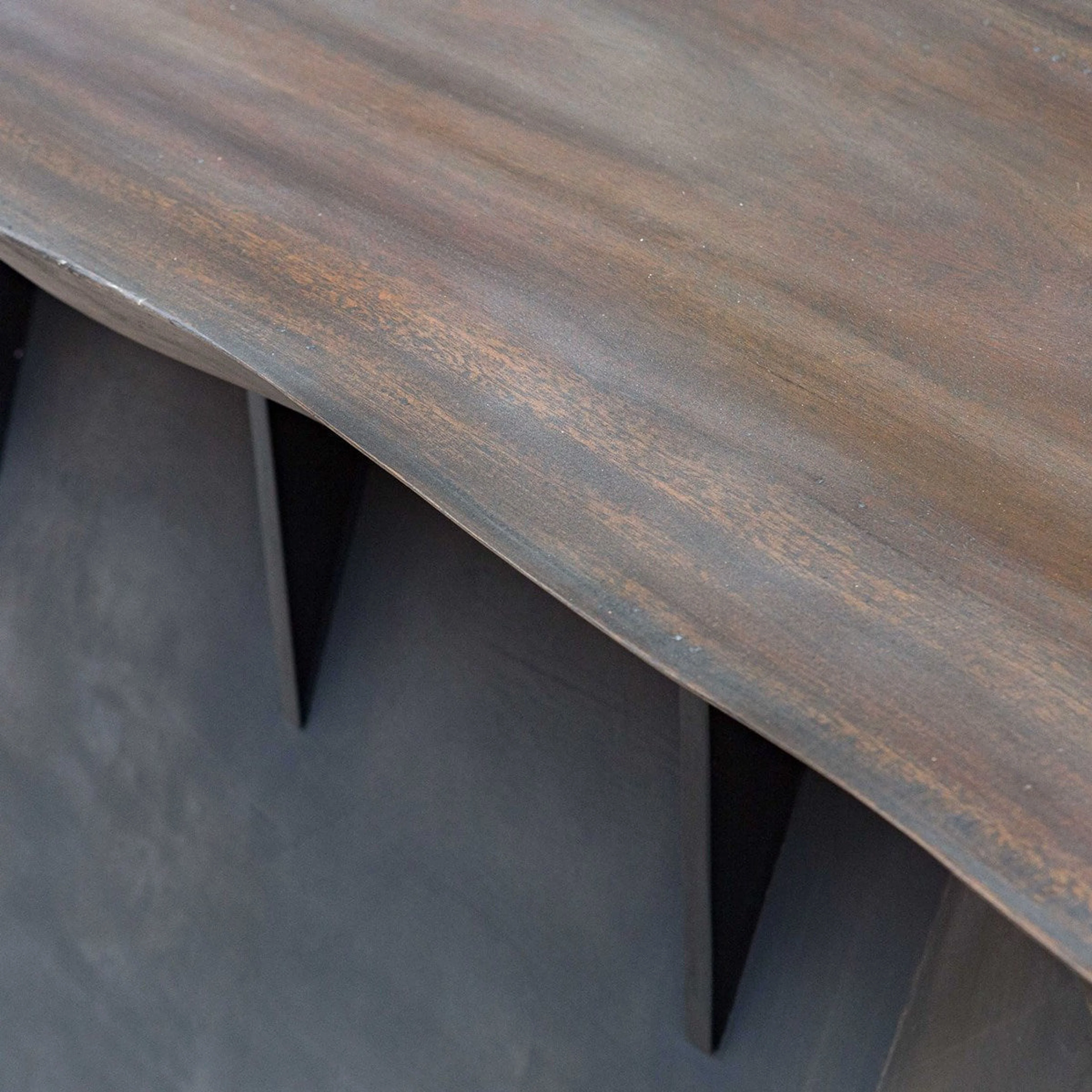 Uttermost Vessel Wood Slab Live Edge Top With Gunmetal Steel Base Industrial Lodge Console Table - Image 8