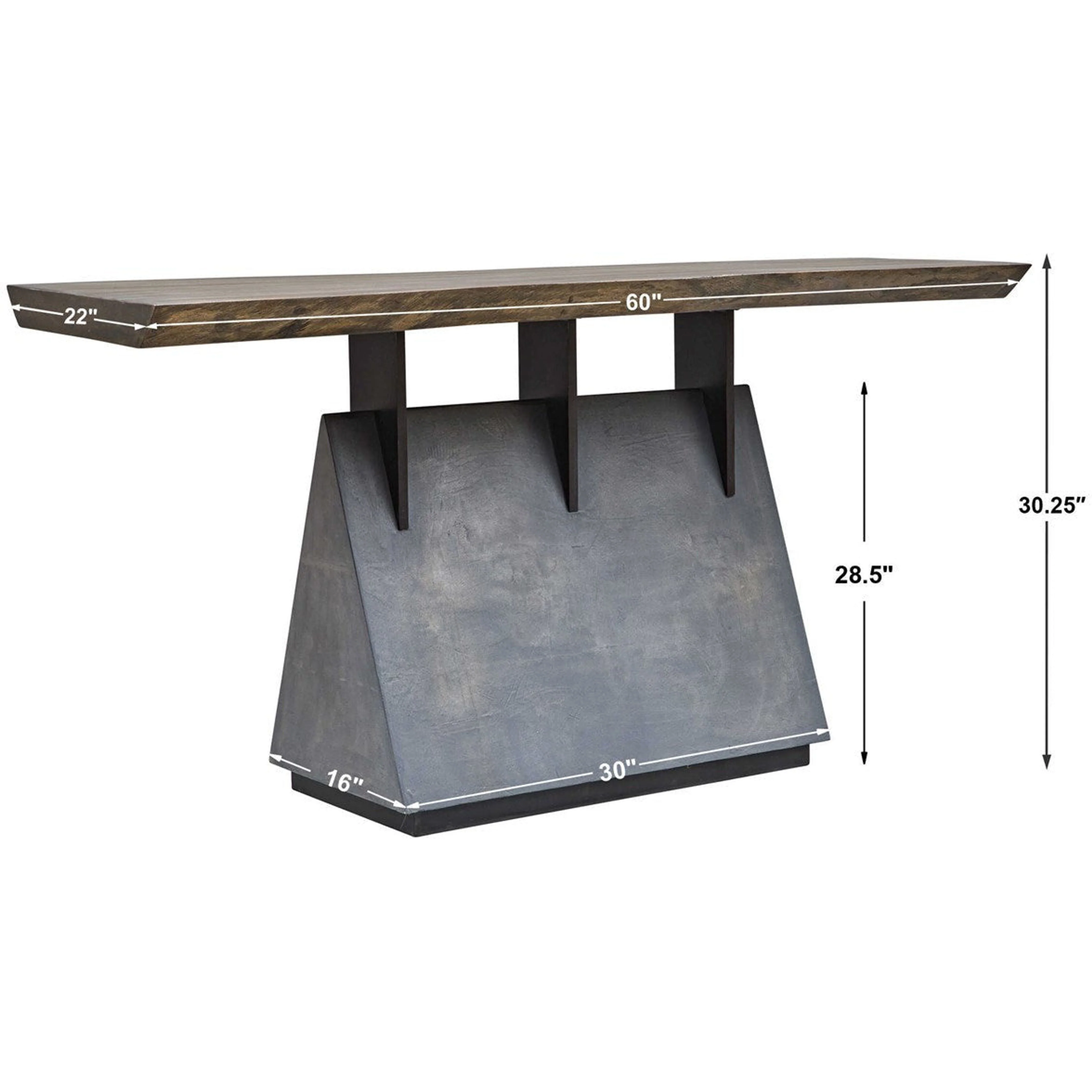 Uttermost Vessel Wood Slab Live Edge Top With Gunmetal Steel Base Industrial Lodge Console Table - Image 9