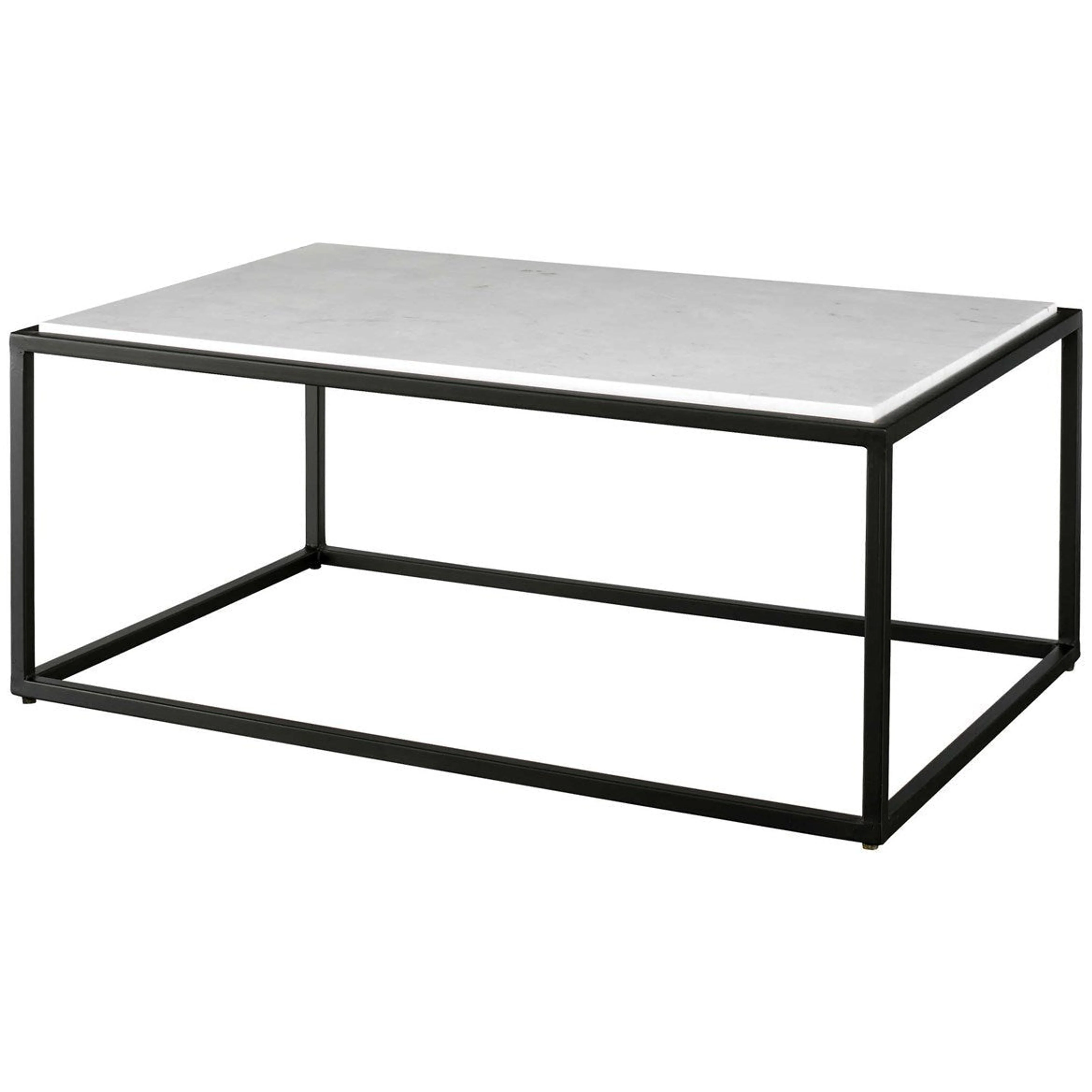 Uttermost Vola White Marble Top With Black Iron Base Modern Coffee Table - Image 4