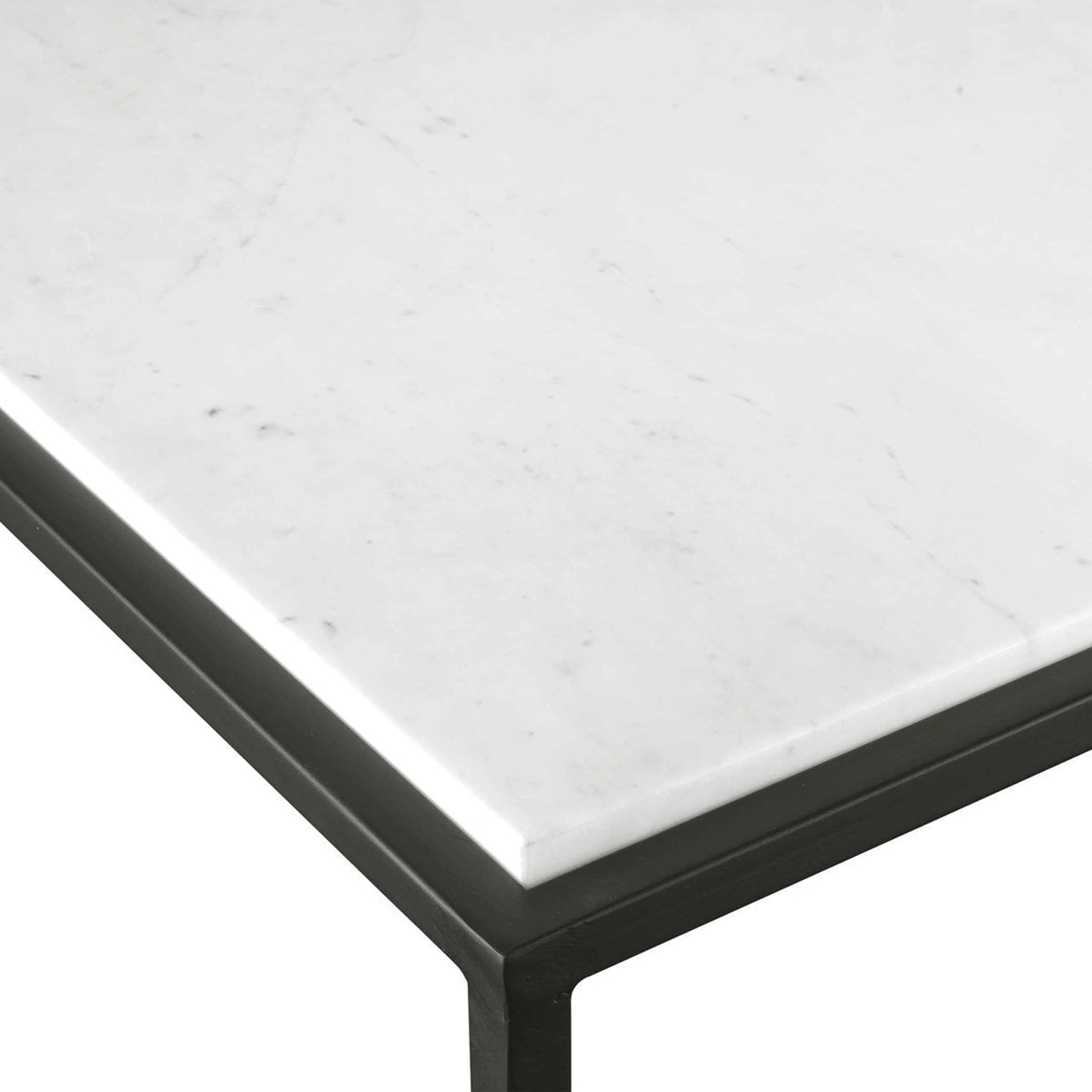 Uttermost Vola White Marble Top With Black Iron Base Modern Coffee Table - Image 5