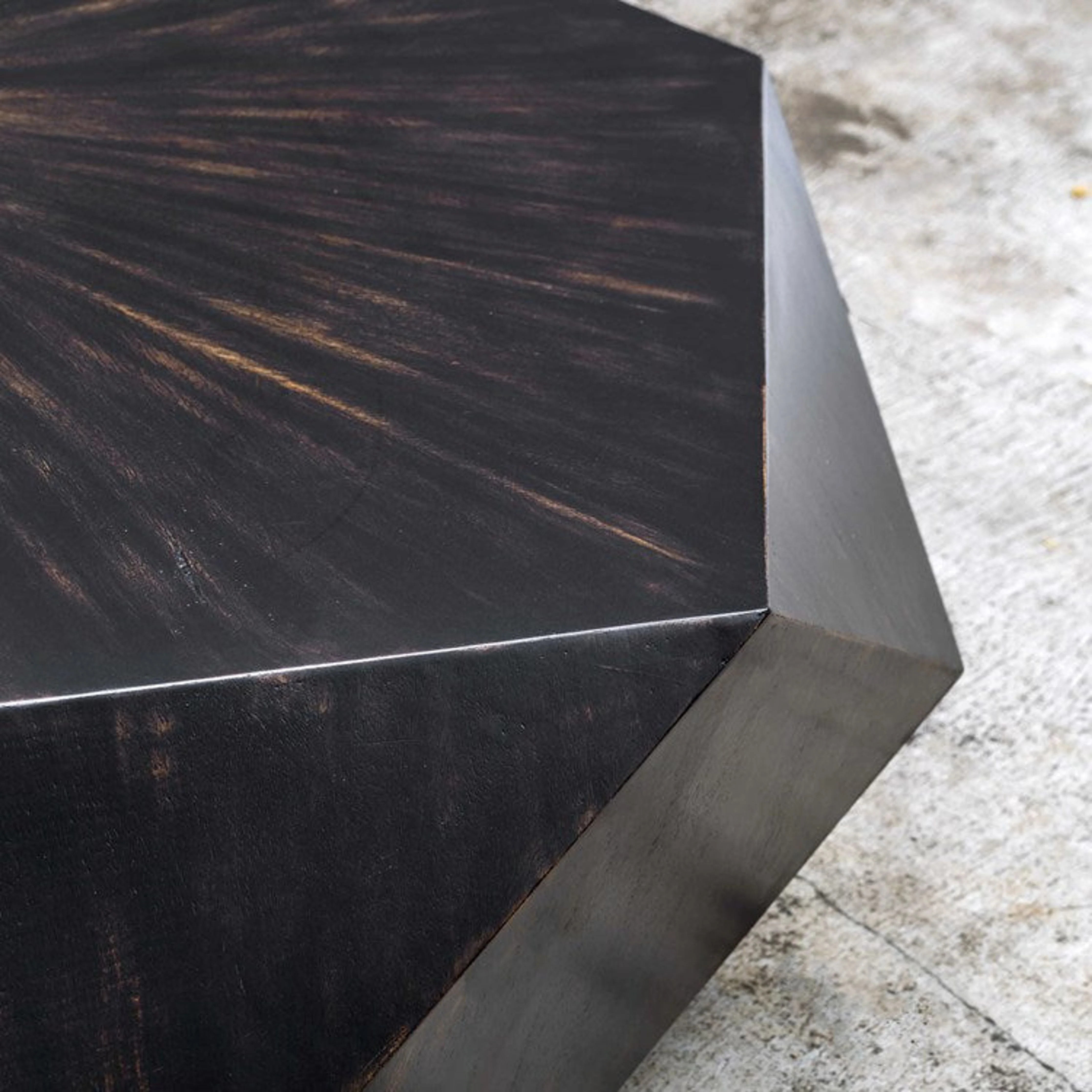 Uttermost Volker Distressed Black Mango Wood Modern Geometric Coffee Table - Image 8