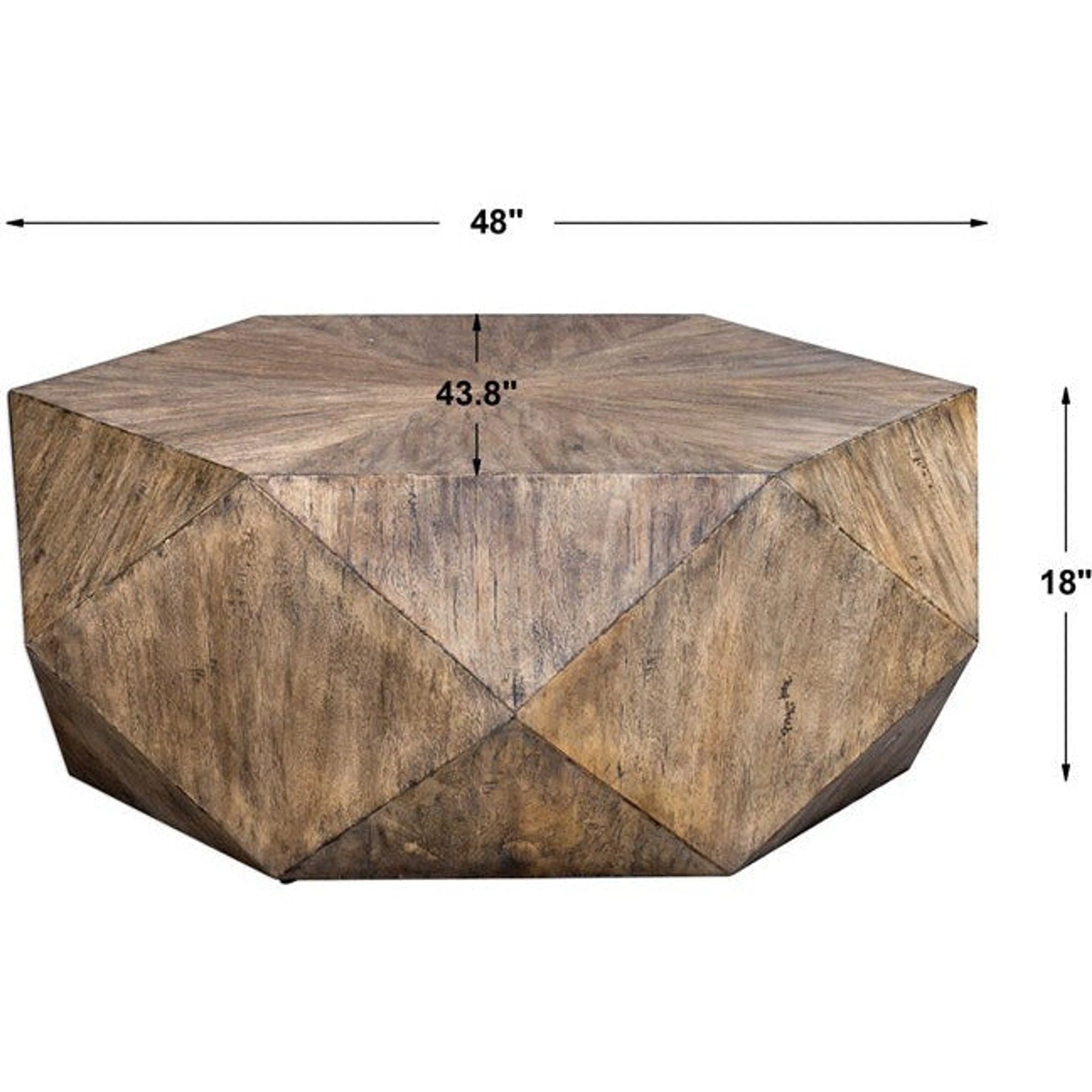 Uttermost Volker Burnished Honey Mango Wood Modern Geometric Coffee Table - Image 7