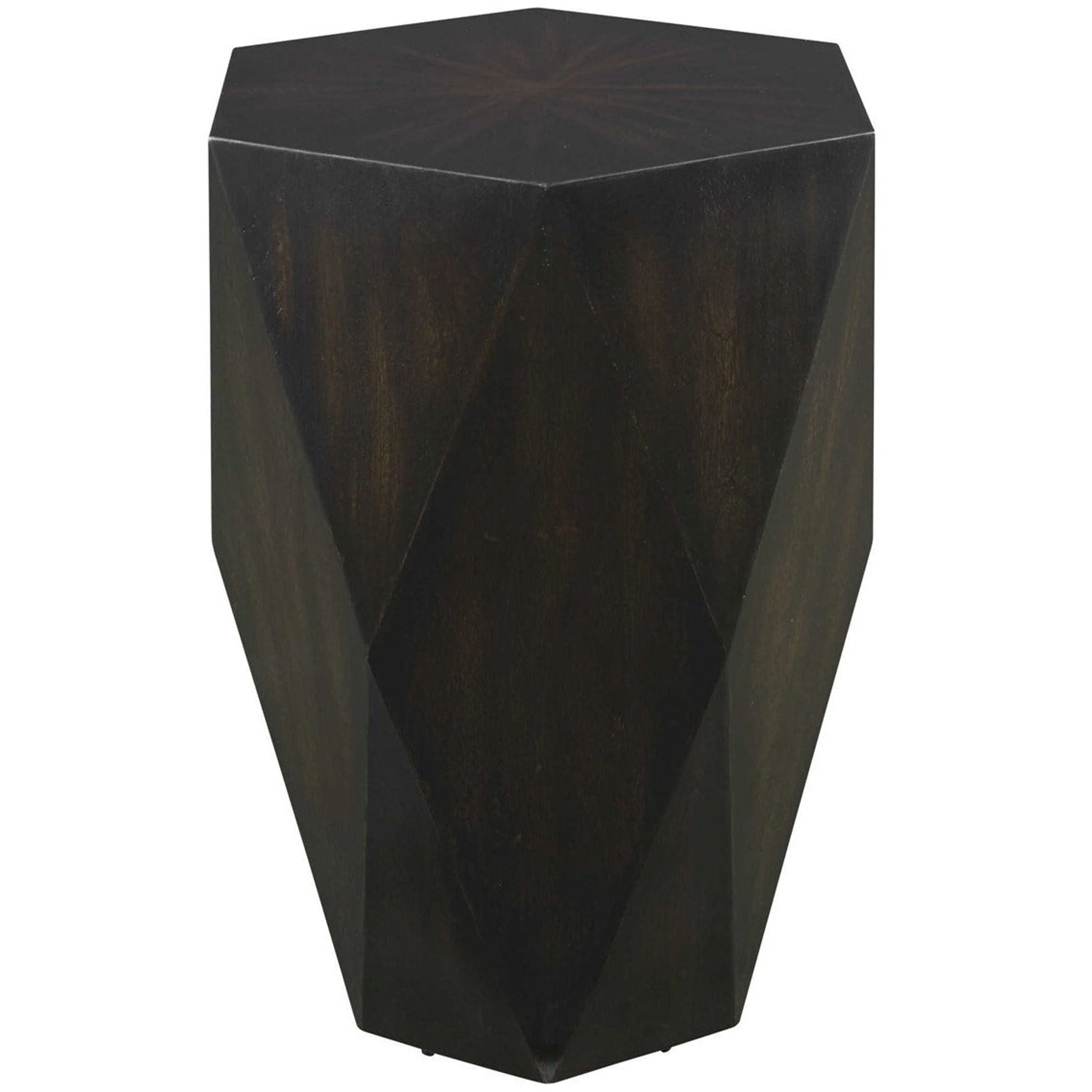 Uttermost Volker Distressed Black Mango Wood Modern Geometric Side Table