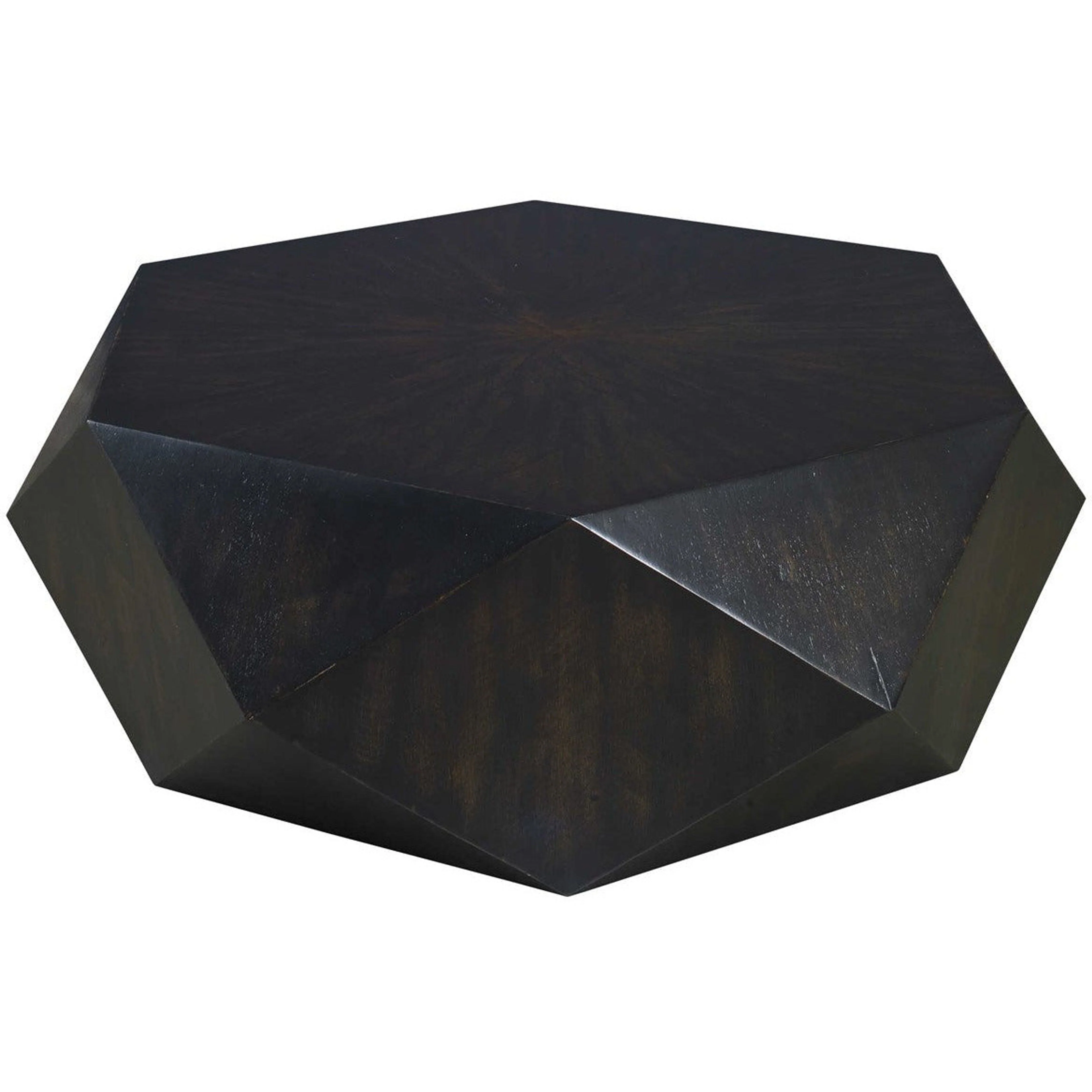 Uttermost Volker Distressed Black Mango Wood Modern Geometric Coffee Table - Image 5