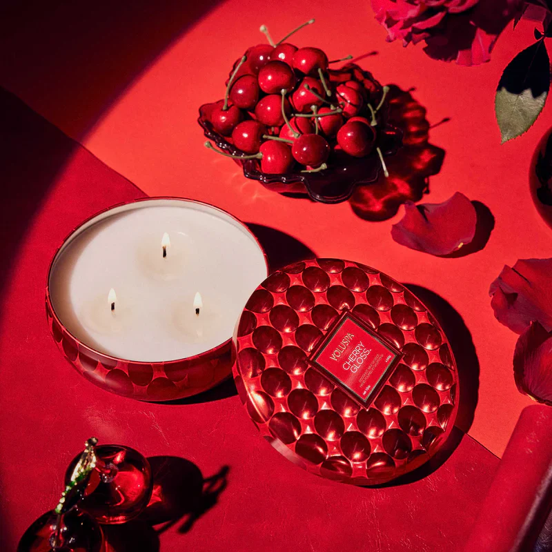 Voluspa Cherry Gloss 3 Wick Tin Candle ~ 38oz ~ SPRING SALE ~ Limited Quantity - Image 4