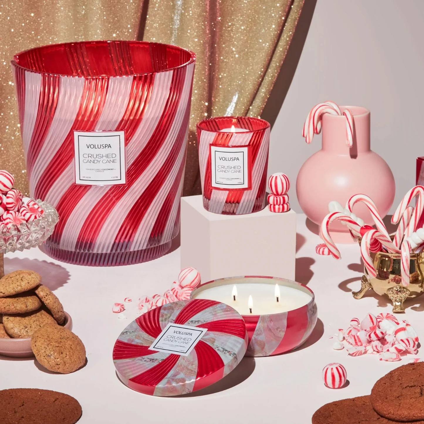 Voluspa Crushed Candy Cane 3 Wick Tin Candle ~ SPRING SALE ~ Limited Quantity - Image 5