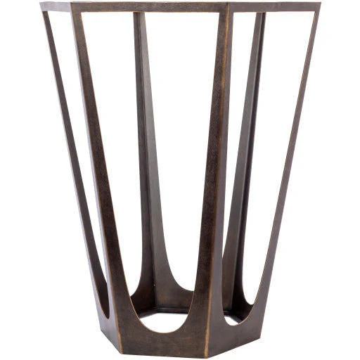 Surya Vortex Modern Glass Top With Brown Metal Base Accent Side Table VTX-001 - Image 5