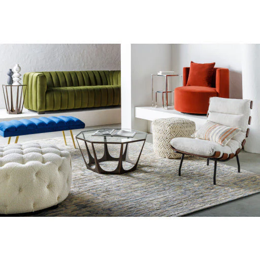 Surya Vortex Modern Glass Top With Brown Metal Base Round Coffee Table VTX-003 - Image 3