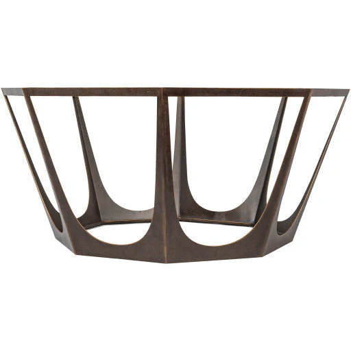 Surya Vortex Modern Glass Top With Brown Metal Base Round Coffee Table VTX-003 - Image 7