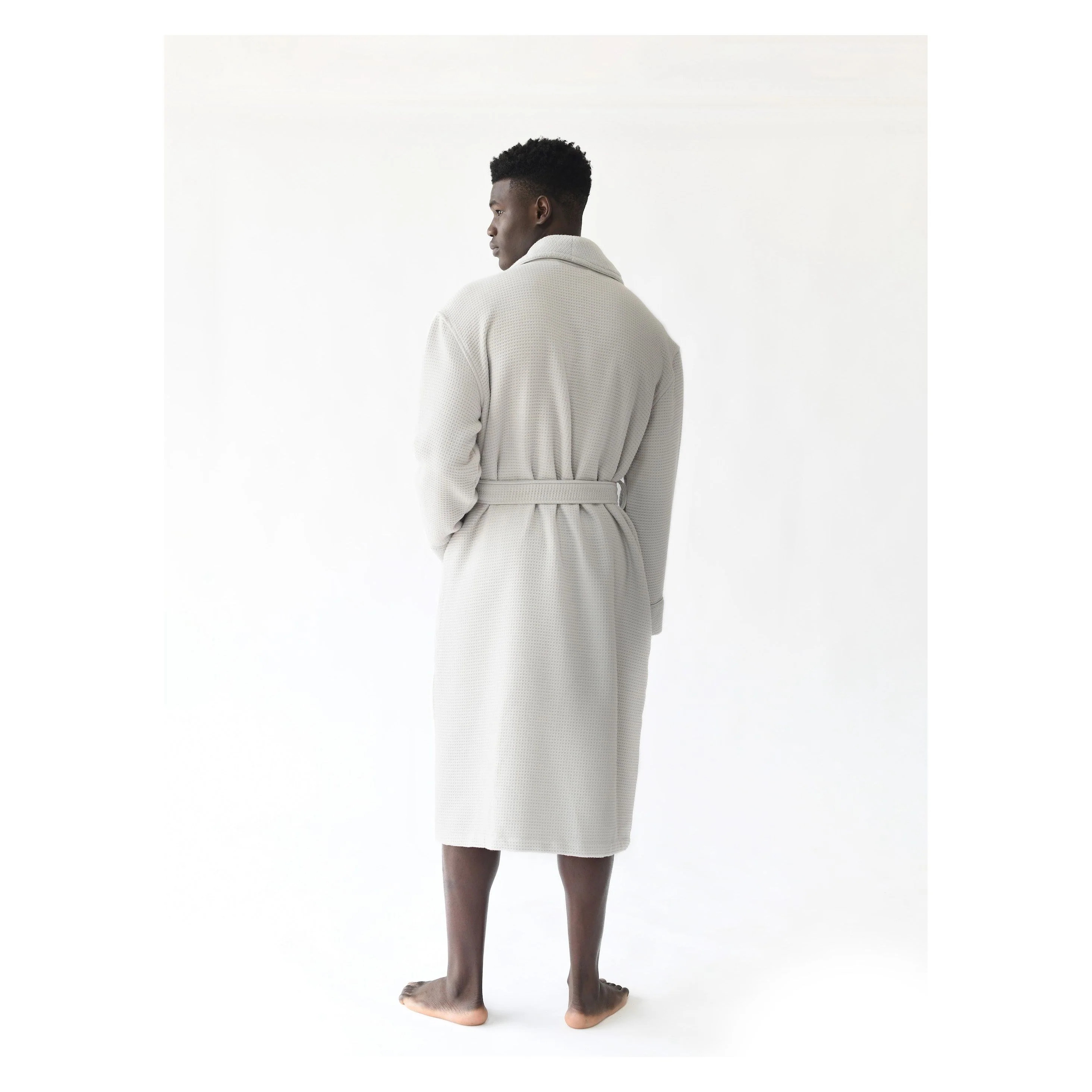 Cozy Earth Waffle Bath Robe Available in Charcoal, White and Light Grey - Image 11