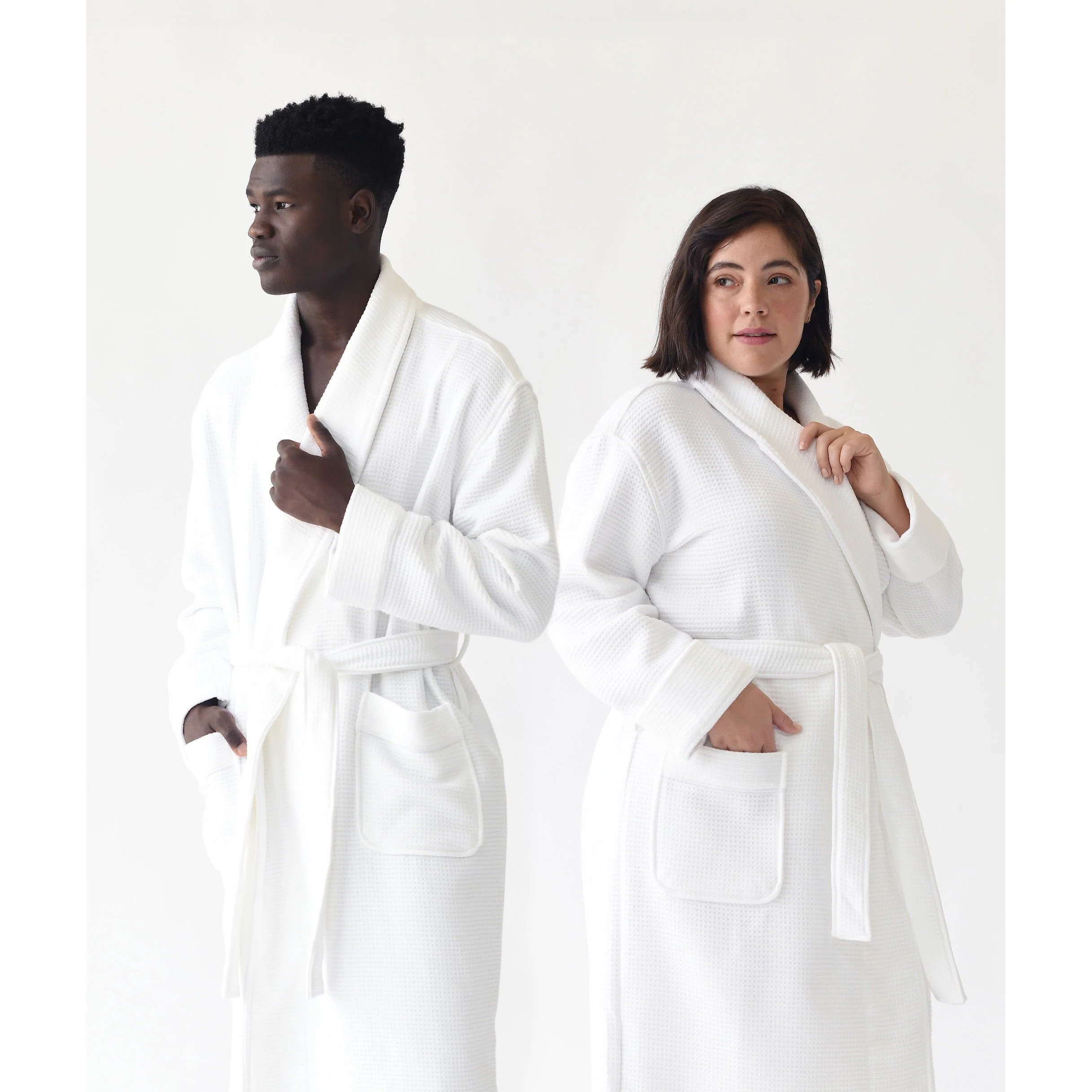Cozy Earth Waffle Bath Robe Available in Charcoal, White and Light Grey - Image 14