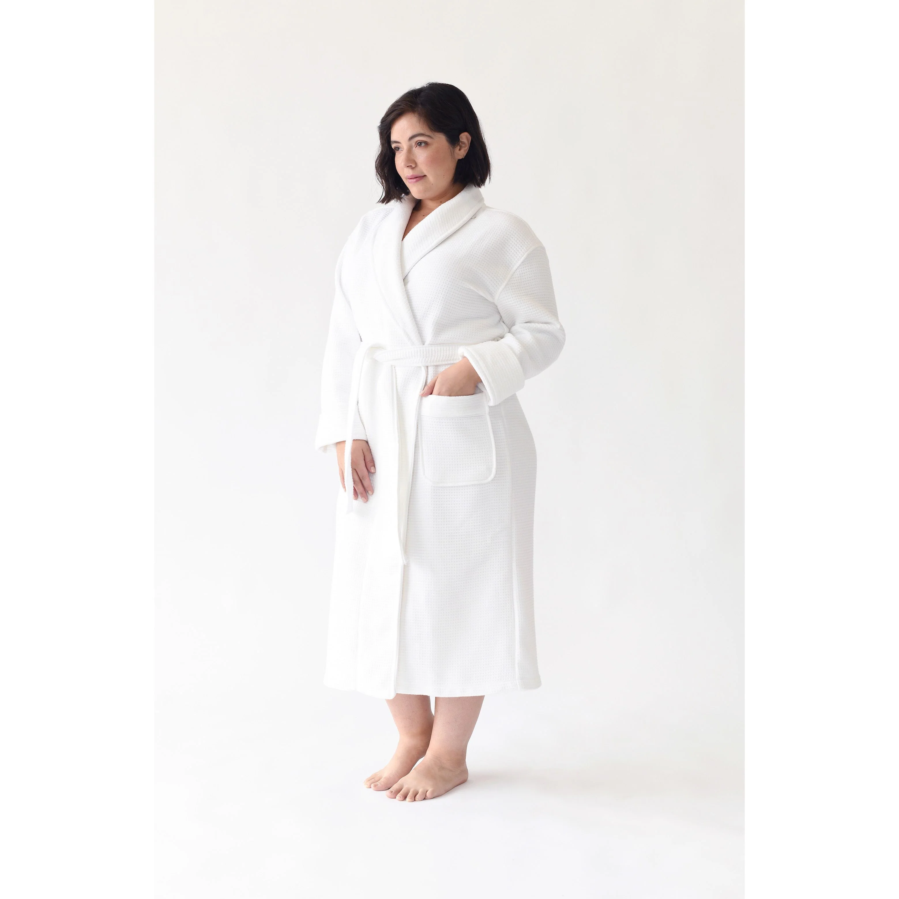Cozy Earth Waffle Bath Robe Available in Charcoal, White and Light Grey - Image 15