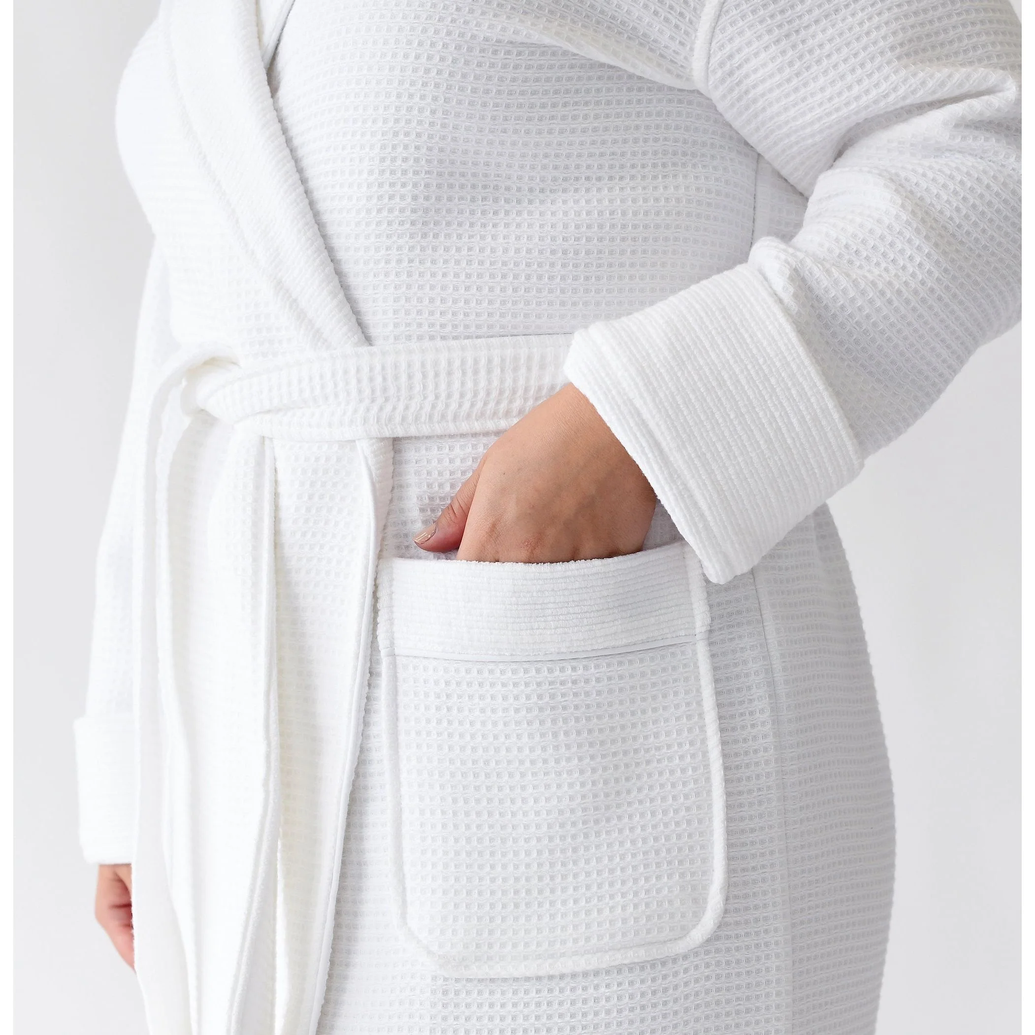 Cozy Earth Waffle Bath Robe Available in Charcoal, White and Light Grey - Image 17