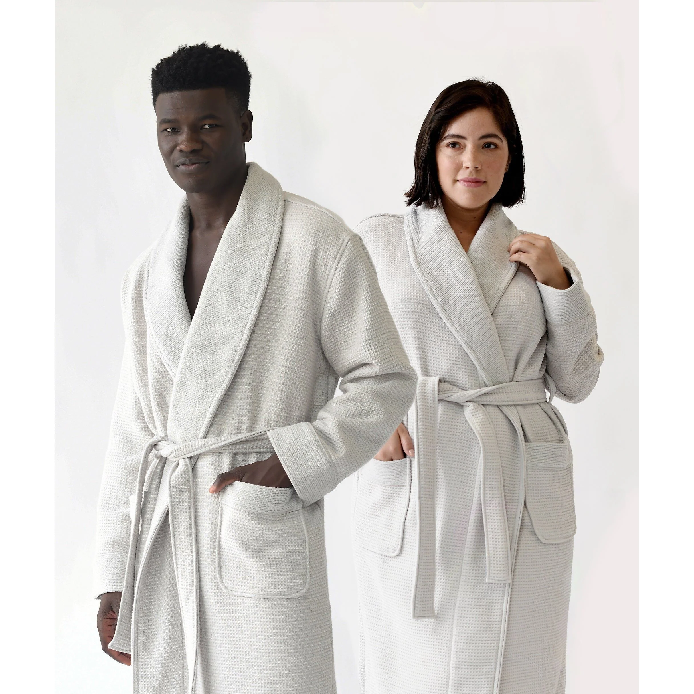 Cozy Earth Waffle Bath Robe Available in Charcoal, White and Light Grey - Image 22