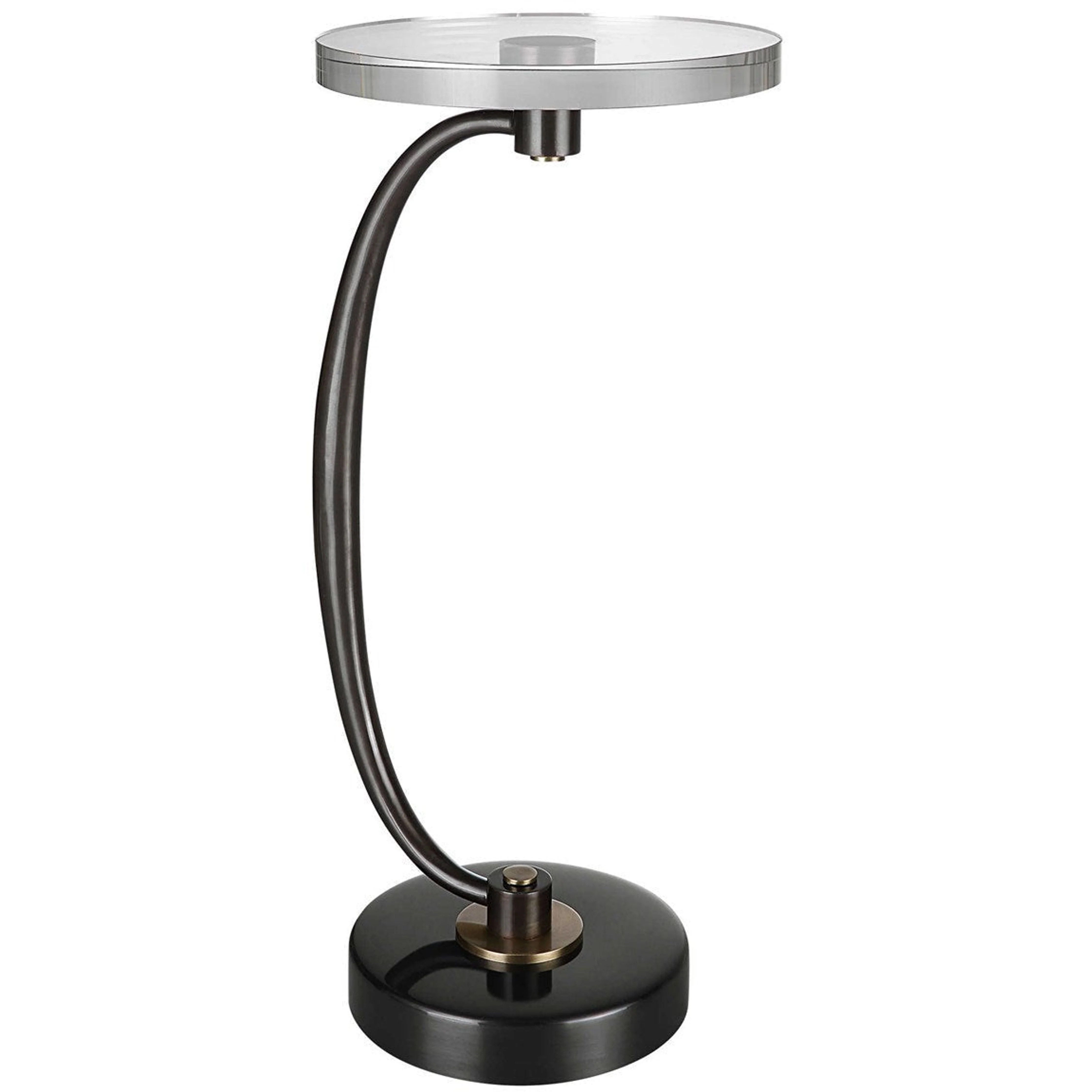 Uttermost Waveney Crystal Top With Dark Bronze Curved Iron Drink Table - Image 4
