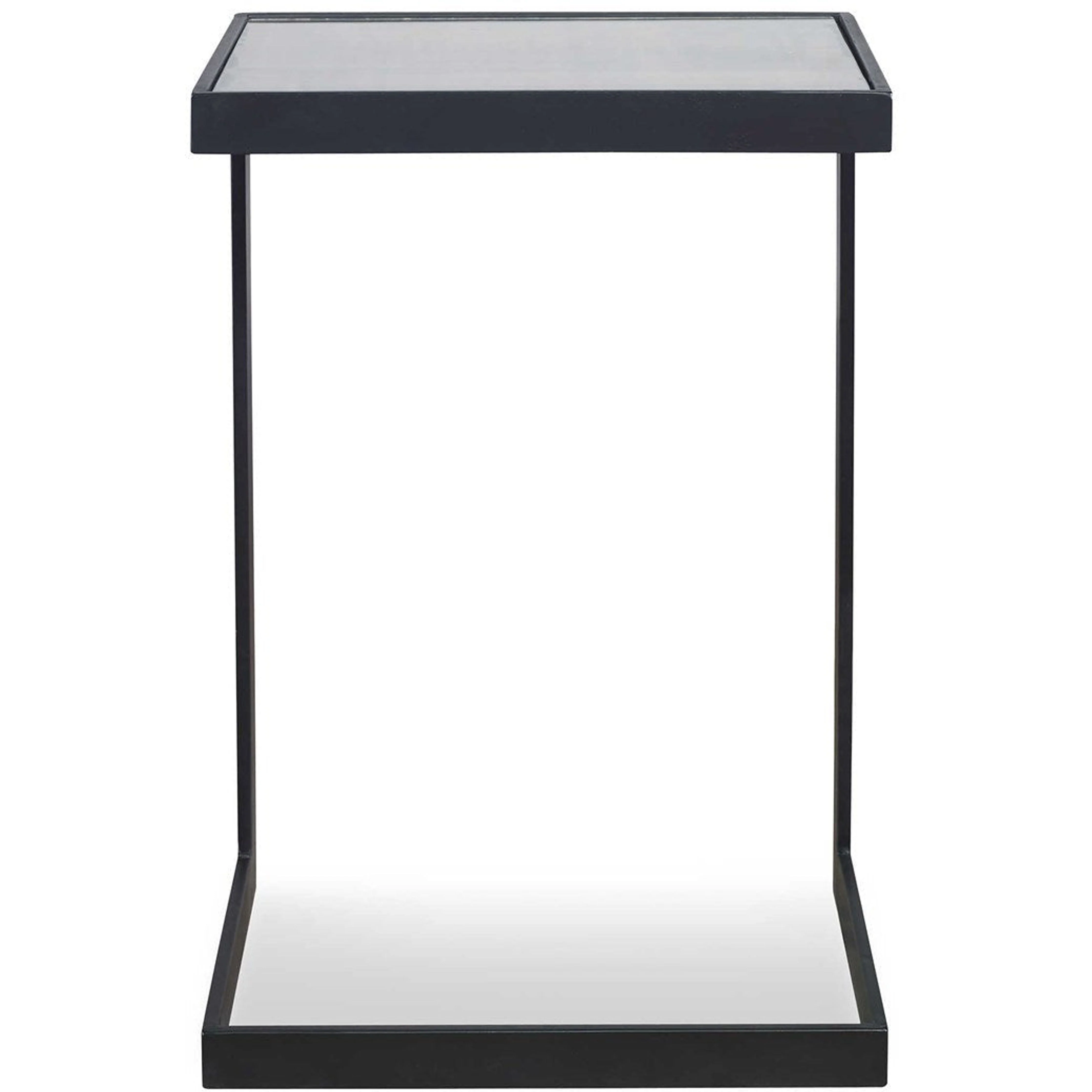 Uttermost Windell Mirrored Top With Black Iron Base Modern Accent Table - Image 5