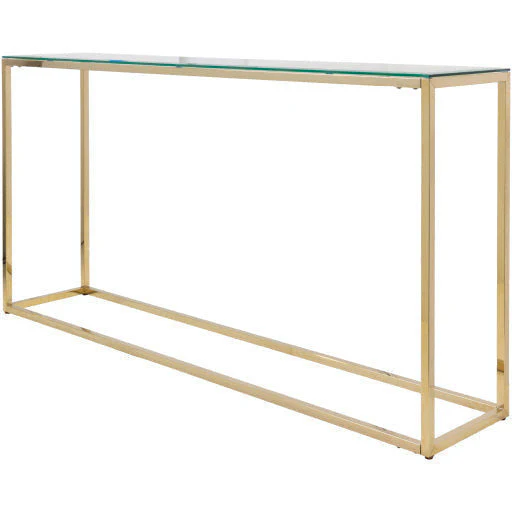 Surya Wyman Modern Glass Top With Gold Base Console Table WMN-001