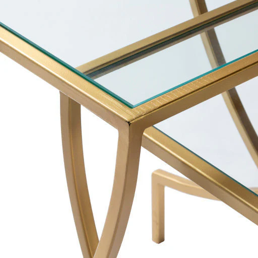 Surya Zareen Modern Glass Top With Gold Metal Base Set of 2 Nesting Accent Side Tables ZRN-001 - Image 4