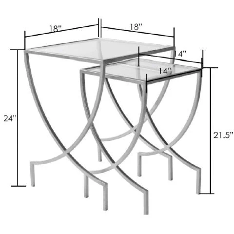 Surya Zareen Modern Glass Top With Gold Metal Base Set of 2 Nesting Accent Side Tables ZRN-001 - Image 5