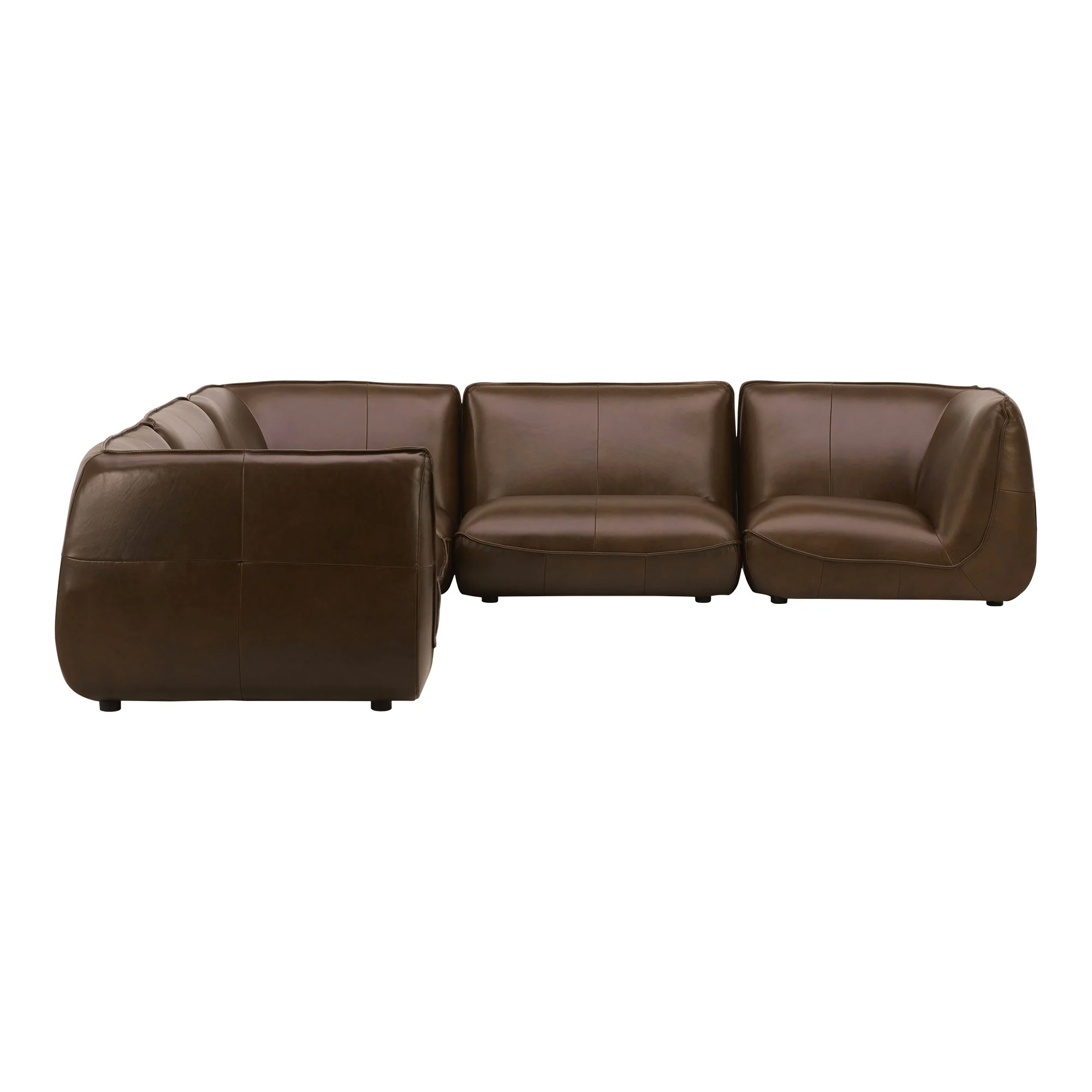 Moe's Home Collection Zeppelin Toasted Hickory Classic L-Shaped Modular Leather Sectional - Image 3