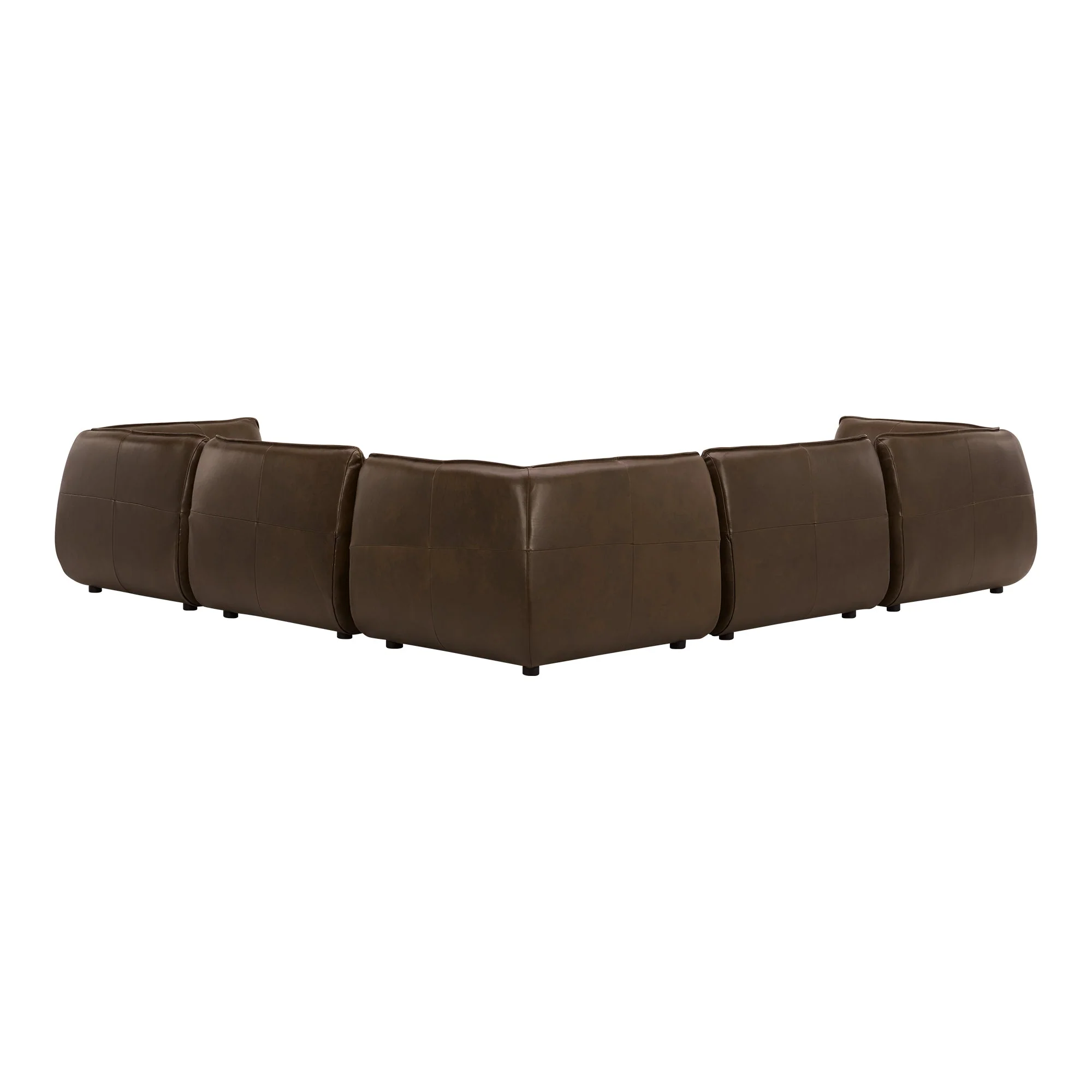 Moe's Home Collection Zeppelin Toasted Hickory Classic L-Shaped Modular Leather Sectional - Image 5