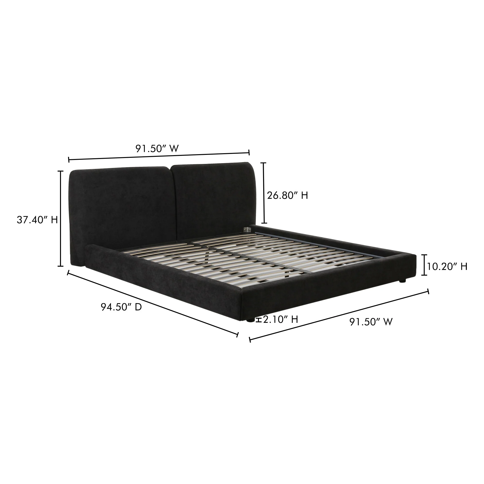 Moe's Home Collection Zeppelin  Heather Black King Bed - Image 16