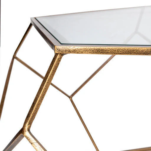 Surya Zig Zag Modern Glass Top With Gold Metal Base Round Coffee Table ZIA-001 - Image 4