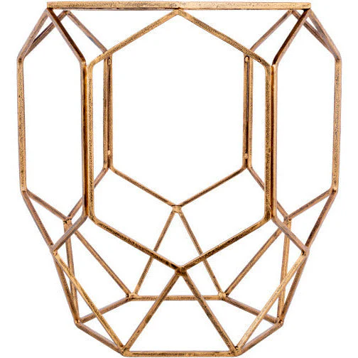 Surya Zig Zag Modern Glass Top With Gold Metal Base Accent Side Table ZIA-002 - Image 3